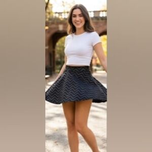 Charlotte Russe Black Chevron Mini Skirt | Size XS | Great Condition